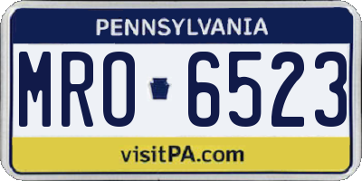 PA license plate MRO6523