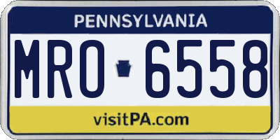 PA license plate MRO6558