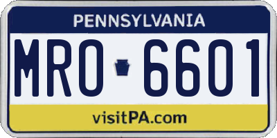 PA license plate MRO6601