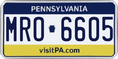 PA license plate MRO6605