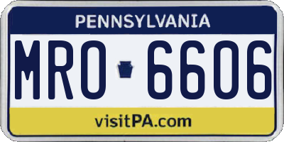 PA license plate MRO6606