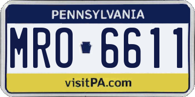 PA license plate MRO6611