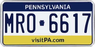 PA license plate MRO6617