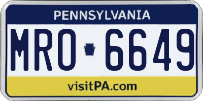 PA license plate MRO6649
