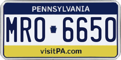 PA license plate MRO6650