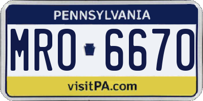 PA license plate MRO6670