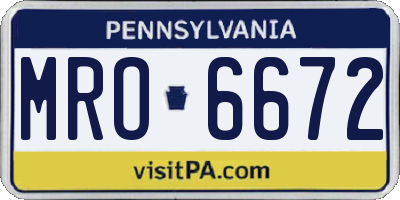 PA license plate MRO6672