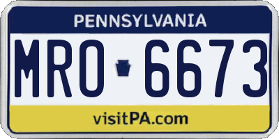 PA license plate MRO6673
