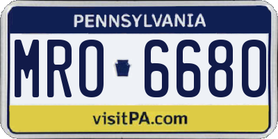 PA license plate MRO6680