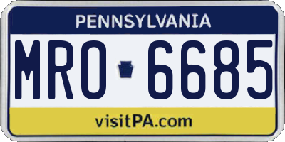 PA license plate MRO6685