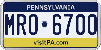 PA license plate MRO6700