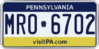 PA license plate MRO6702