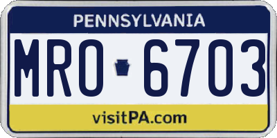 PA license plate MRO6703