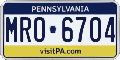PA license plate MRO6704