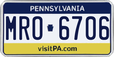PA license plate MRO6706