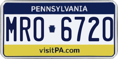 PA license plate MRO6720