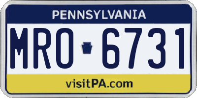 PA license plate MRO6731
