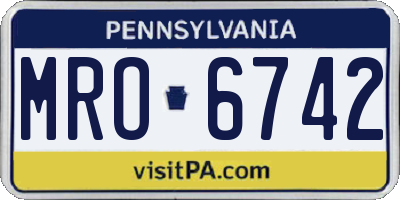 PA license plate MRO6742