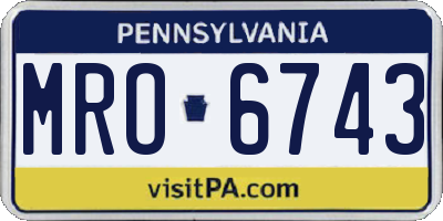 PA license plate MRO6743