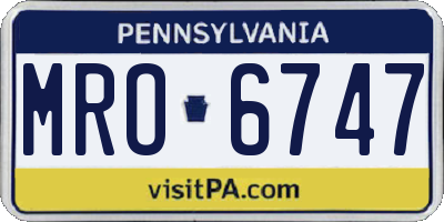 PA license plate MRO6747