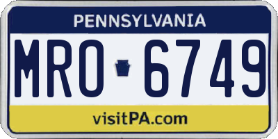 PA license plate MRO6749