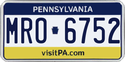 PA license plate MRO6752