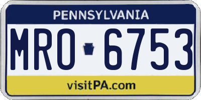 PA license plate MRO6753