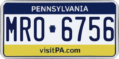 PA license plate MRO6756