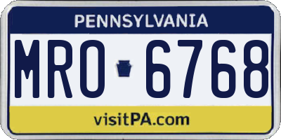 PA license plate MRO6768