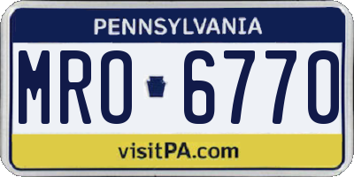 PA license plate MRO6770