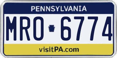 PA license plate MRO6774