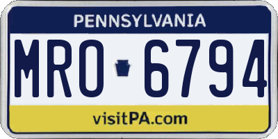 PA license plate MRO6794