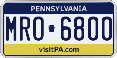 PA license plate MRO6800