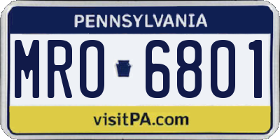 PA license plate MRO6801