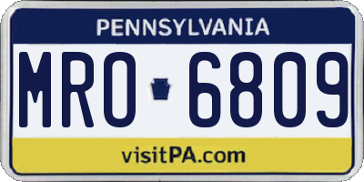 PA license plate MRO6809