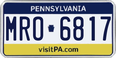 PA license plate MRO6817