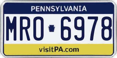 PA license plate MRO6978