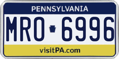 PA license plate MRO6996