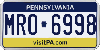 PA license plate MRO6998