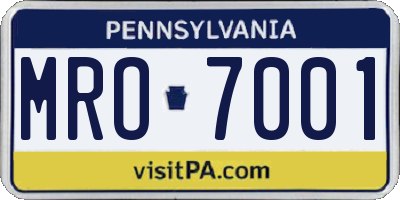 PA license plate MRO7001
