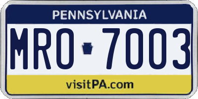 PA license plate MRO7003