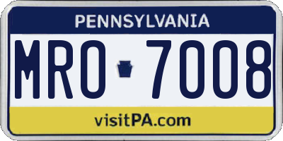 PA license plate MRO7008