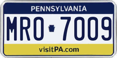 PA license plate MRO7009