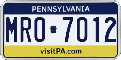 PA license plate MRO7012