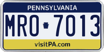 PA license plate MRO7013