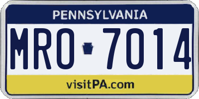 PA license plate MRO7014