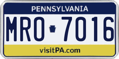 PA license plate MRO7016