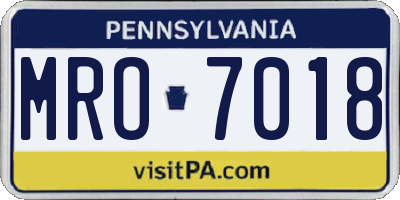 PA license plate MRO7018