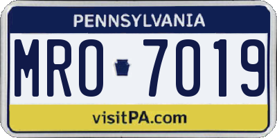 PA license plate MRO7019
