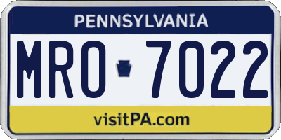 PA license plate MRO7022